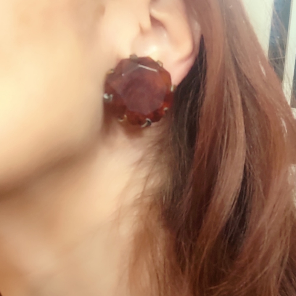 Vintage Root Beer Oversized Glass Earrings - Picture 5 of 6